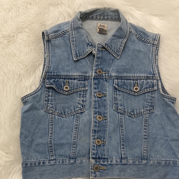 Vintage U.S.A. Classic Authentic size Medium Blue Jean Vest - Picture 8 of 9